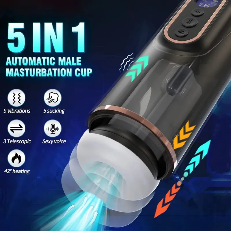 Automatický teleskopický sací mužský masturbátor Vibrační Inteligentní vyhřívání Sexy Voice Sluchátko do kapsy Pussy sexuální hračka pro muže — image 2