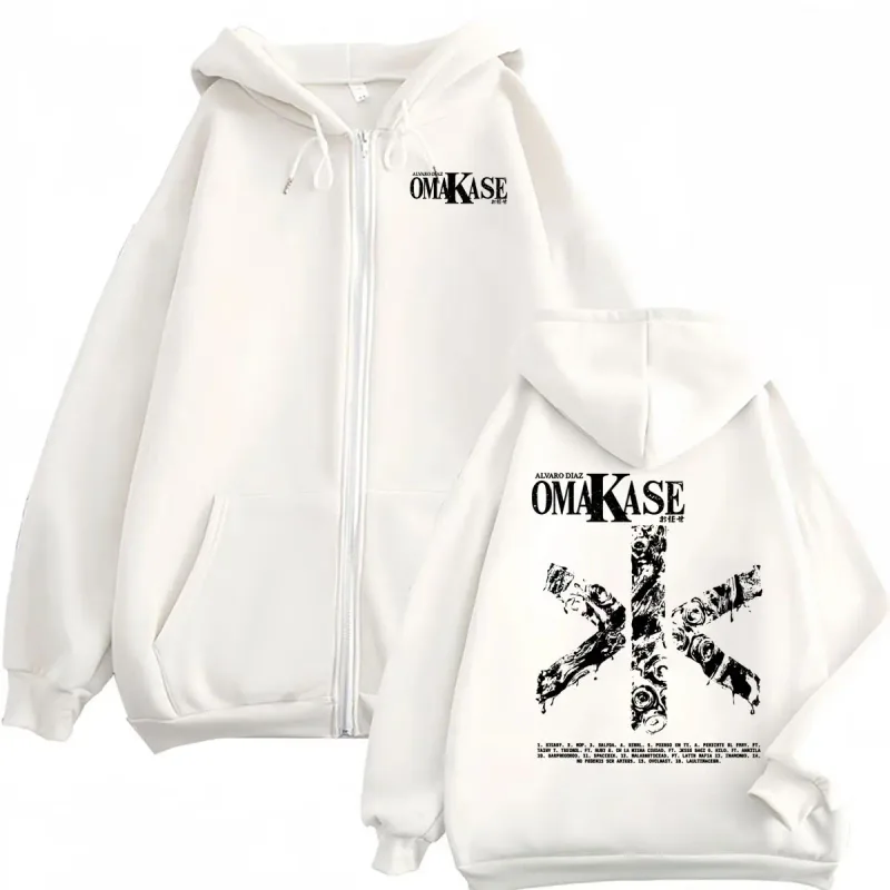 Alvaro Diaz Omakase Album 2026 Zipper Hoodies Men Women Hip Hop Pop Music Jacket Sweatshirts Bodywarmer Cozy Zip Up Hoodie Coats