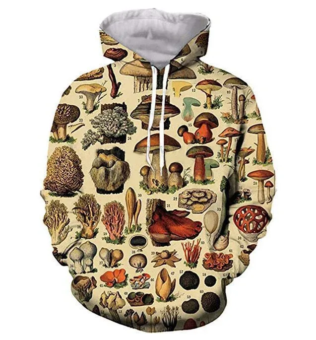Corak Cendawan Berwarna Fesyen 3D Bercetak Sweatshirt Bertudung Kasual Super Besar Bertudung Sweatshirt Street Harajuku Pullover Lelaki — image 39