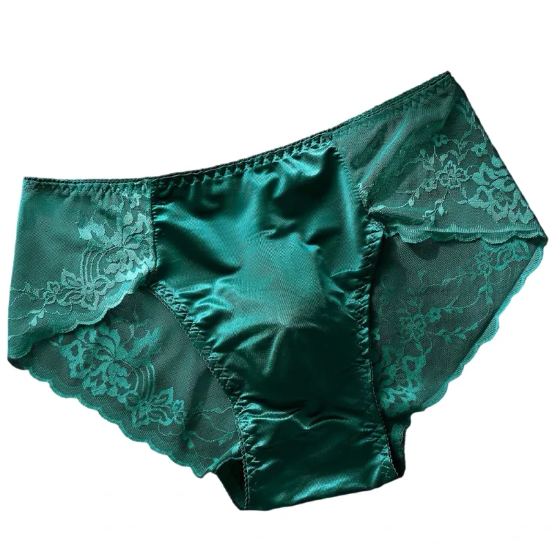 1pc Men Lace Seamless Ice Silk Briefs Ultra-thin Underwear 3D Bulge Pouch Low Waist Gay Panties Breathable High Elastic Lingerie — image 5