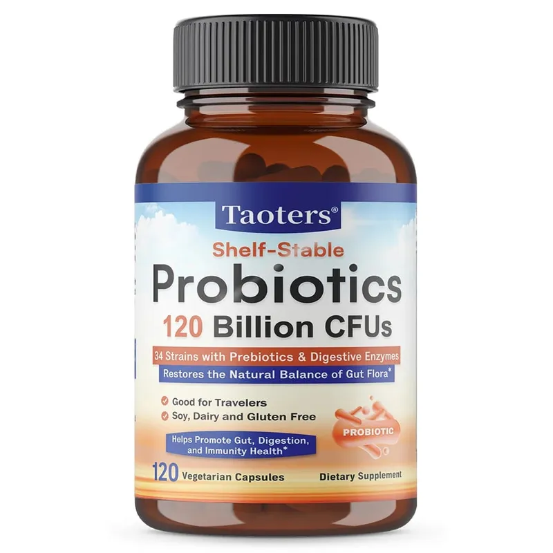 3-in-1 Probiotics Capsules 120 Billion CFUs 34 Strains with Organic Prebiotics & Digestive Enzymes Digestion & Immunity Health