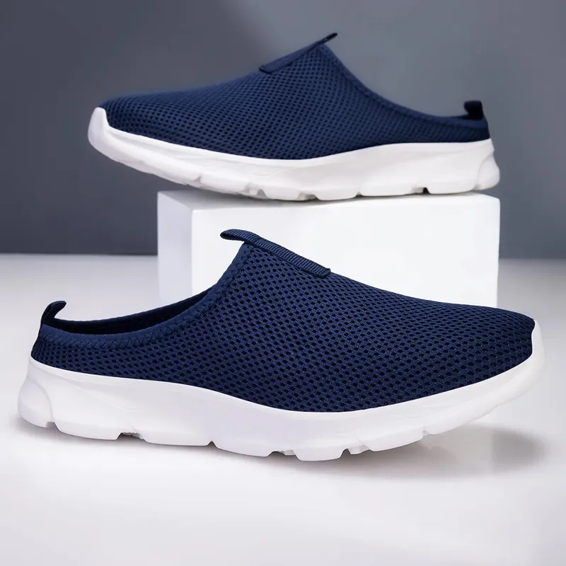 Men's Half Slipper Shoes Fashion Breathable Outdoor Mesh Casual Sneakers Lightweight Comfortable Tenis Masculino Walking Shoes — image 1