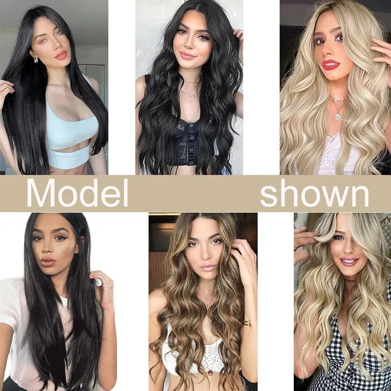 24Inch Synthetic Long Wavy Curly Hair Extension 7pcs/set Soft Invisible Cilp Thick Fluffy Hairpiece for Women Daily Use — image 6
