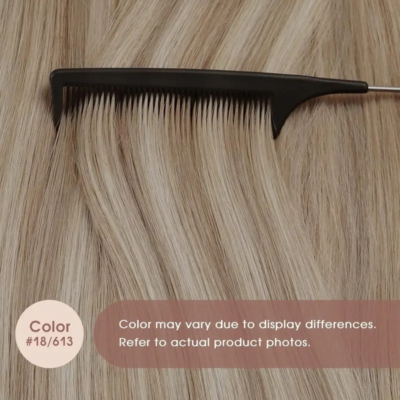 Tape in Hair Extensions Human Hair Highlight Color 18 Ash Blonde and 613 Light Blonde Hair Extensions Tape Ins 20pcs 50g