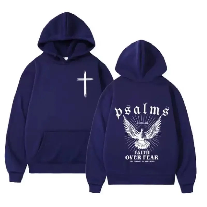 Christian Jesus Faith Over Fear Bible Verse Hoodies Men Fabric Street Fashion Hoodie Casual Street Sweatshirt Cyberpunk Style — image 8
