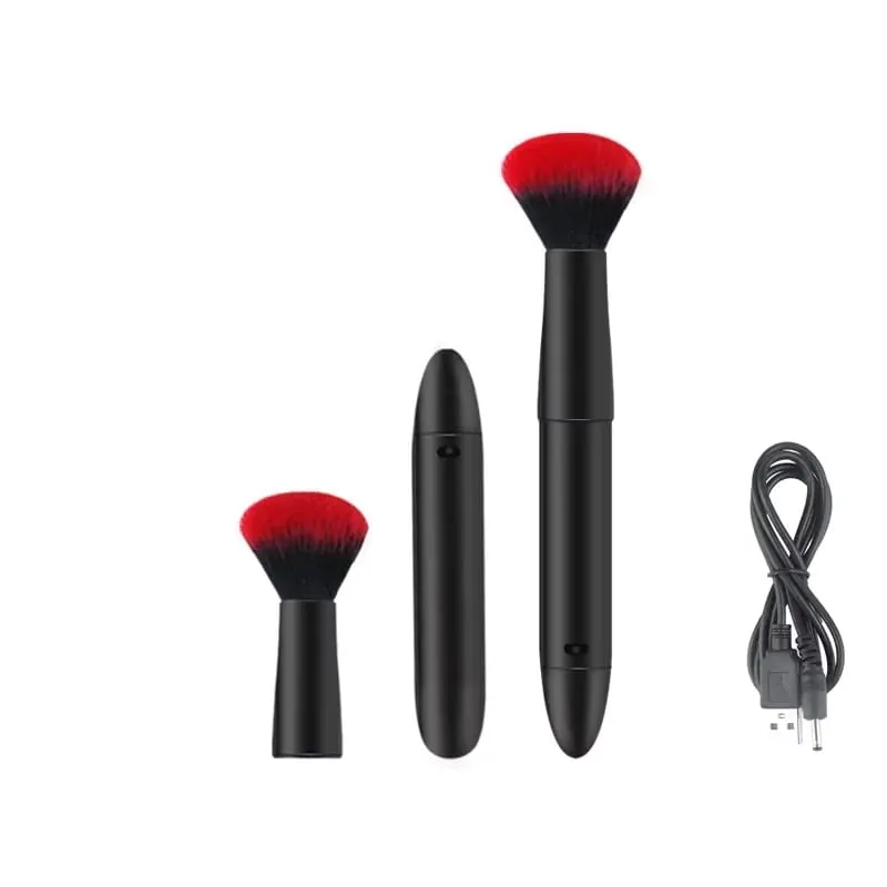 Pennello elettrico per cipria in polvere 10 marce Vibrazione Pennello per trucco rapido Blush Strumenti per pennelli per trucco multifunzionali ricaricabili