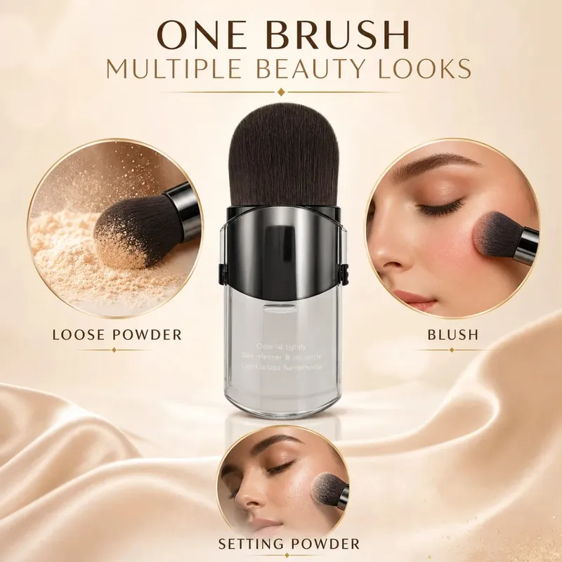 Mini Telescopic Makeup Brushes - Portable Nylon Bristles & ABS Handle for Blush/Powder/Foundation Multi-Use Travel Beauty Tools — image 4