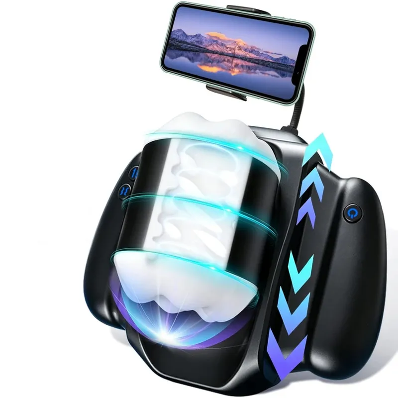 2-in-1 Automatic Thrusting & Vibration Handle Grip with Phone Holder 9 Vibration Modes Adult Toy for Men Masturbator — image 1