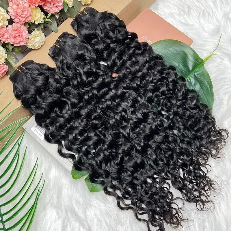 Water Wave Clips in Human Hair Extensions Seamless PU Weft Invisible 100grams 7Pcs/Set Full Unprocessed Raw Hair Natural Color — image 5