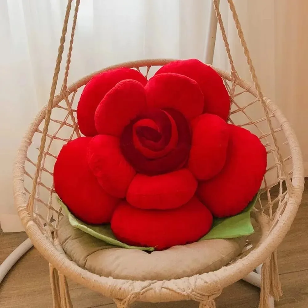 New Large Rose Shaped Pillow Plush Colorful Sofa Flower Cushion Simulated Car Interior Cushion Wedding Party Supplies — image 4