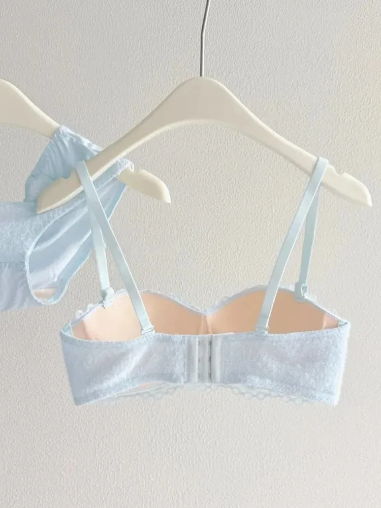 Lace Sexy Lingerie Set Push Up Thick Padded Small Breast Enhance Shaping Half Cup Bra Concealed Brief Intimates Underwear — image 4