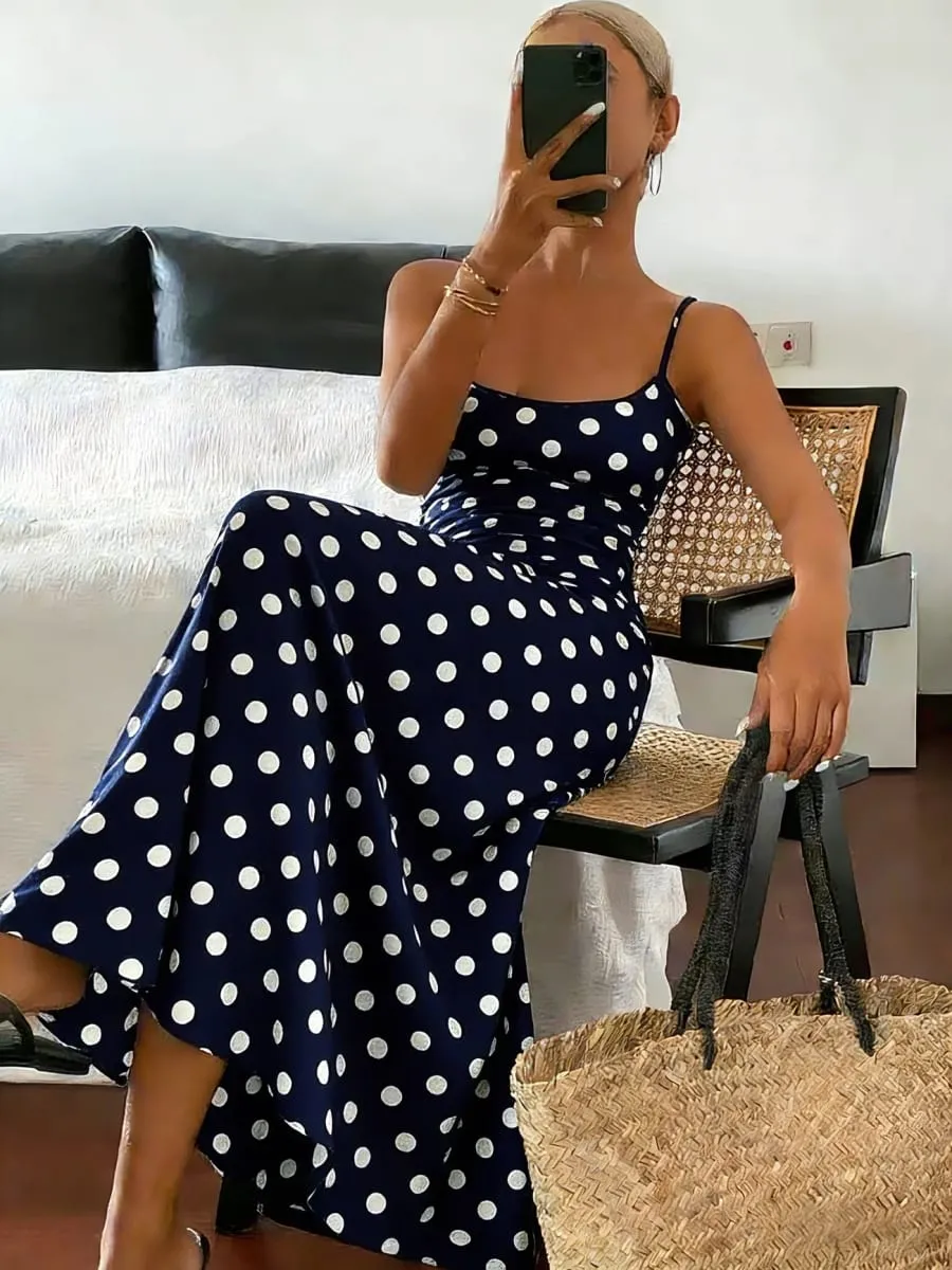 Spring/Summer New Elegant Polka Dot Print Slimming Dress Elegance Fashionable Women's Clothing Casual Midi Dress — image 1