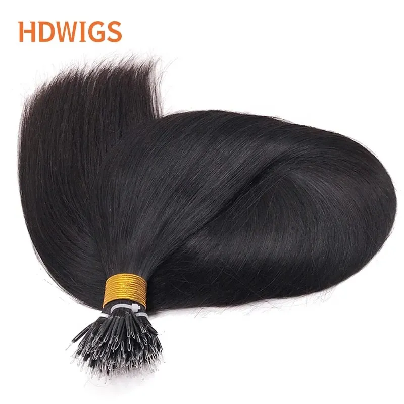 Nanoring Hair Extension Straight High Quality Real Human Hair Extensions for Women Micro Ring Link Hair Extensions Human Hair — image 4