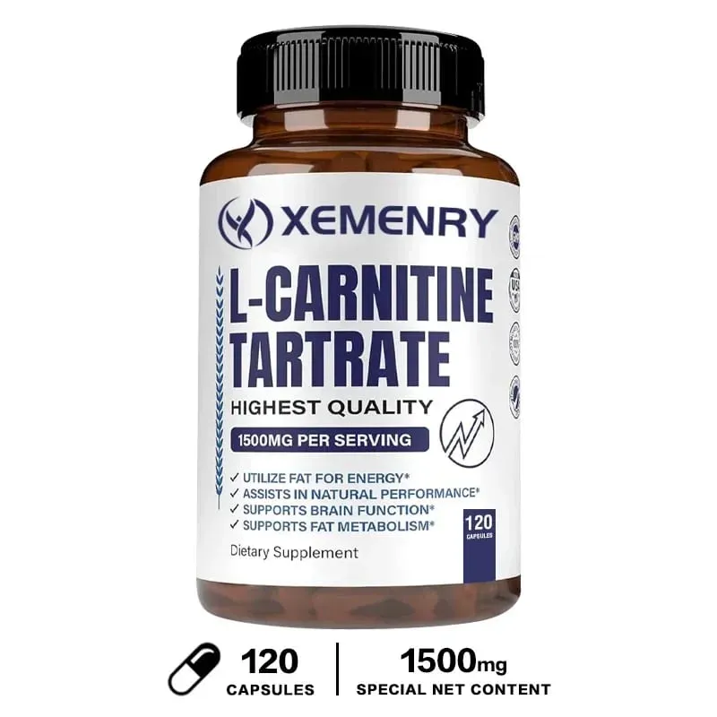 Cápsulas Premium de Tartarato de L-Carnitina 1500 mg - A produção de energia natural apoia o metabolismo