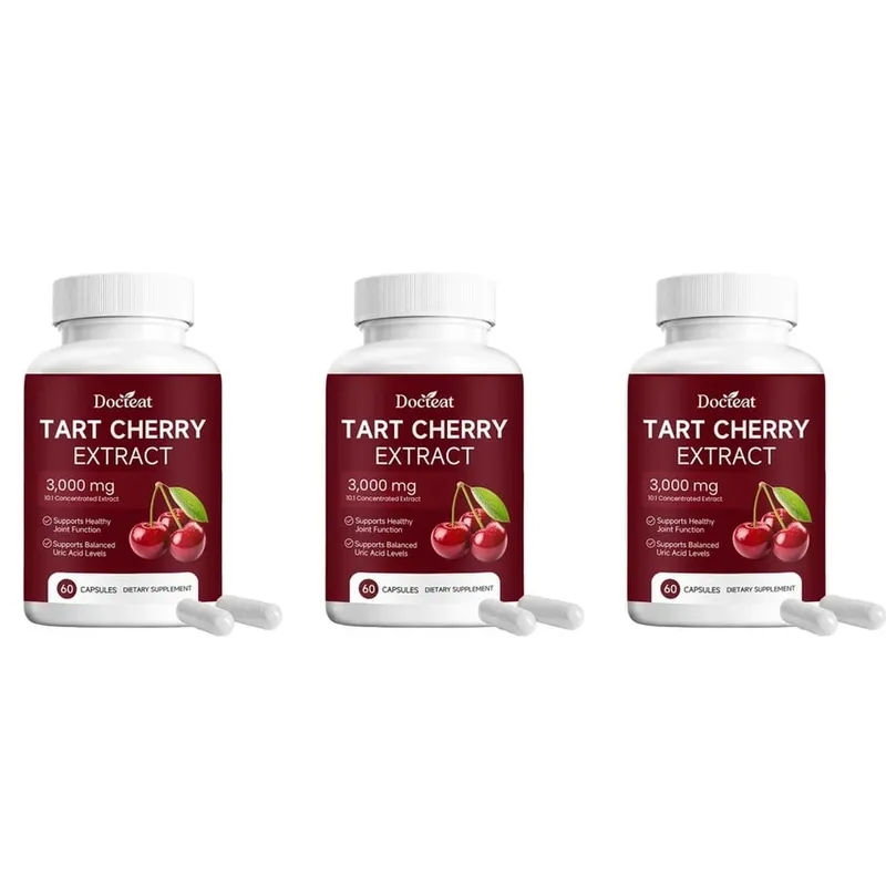 Docteat Tart Cherry Extract Capsules Supports Balanced Uric Acid Levels and Post-Exercise Recovery Comfort 10:1 60 Capsules