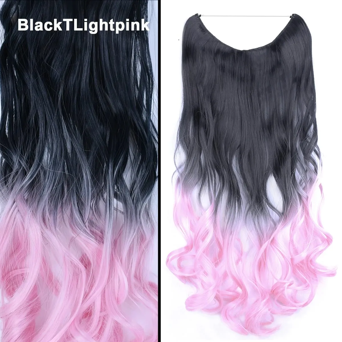 Jeedou Wavy Hair Extension Elasticity Invisible Wire Fish Line One Piece No Clips Synthetic Hairpieces Ombre Color For Ladies