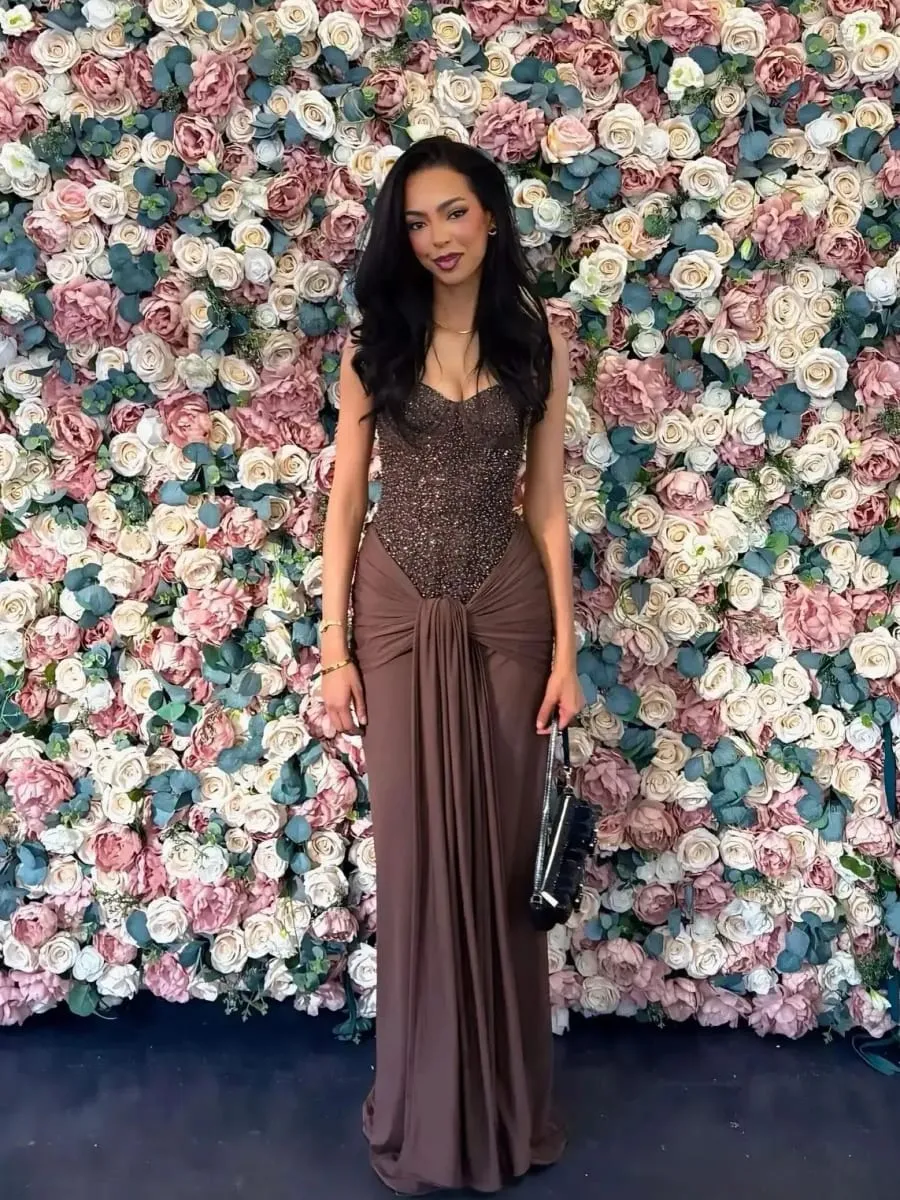 Sexy Sequin Patchwork Strapless Maxi Dress Women Sleeveles Off-shoulder Cinched-waist Pleated Dresses Lady Evening Party Gowns — image 1