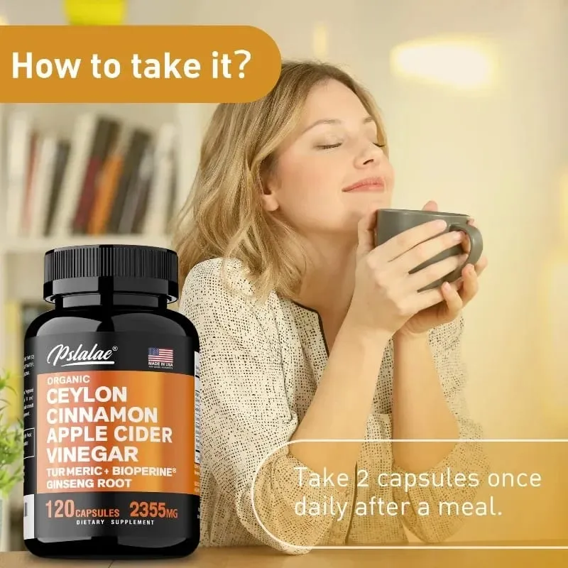 Organic Ceylon Cinnamon Capsules with Apple Cider Vinegar Turmeric Bioperine Supports Joint Brain Digestive & Heart Health — image 6