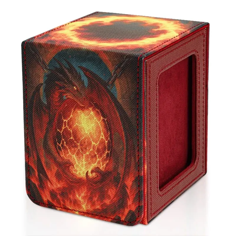 Card Deck Box for Pattern Print Cards with Display Window Hold 100+ Double-Sleeved Cards PU Leather Card Box Fits TCG Cards — image 2