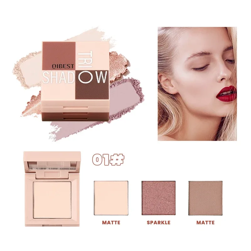 1 piece three in one eye shadow palette portable makeup matte and shiny finish multi-functional neutral tone easy to mix