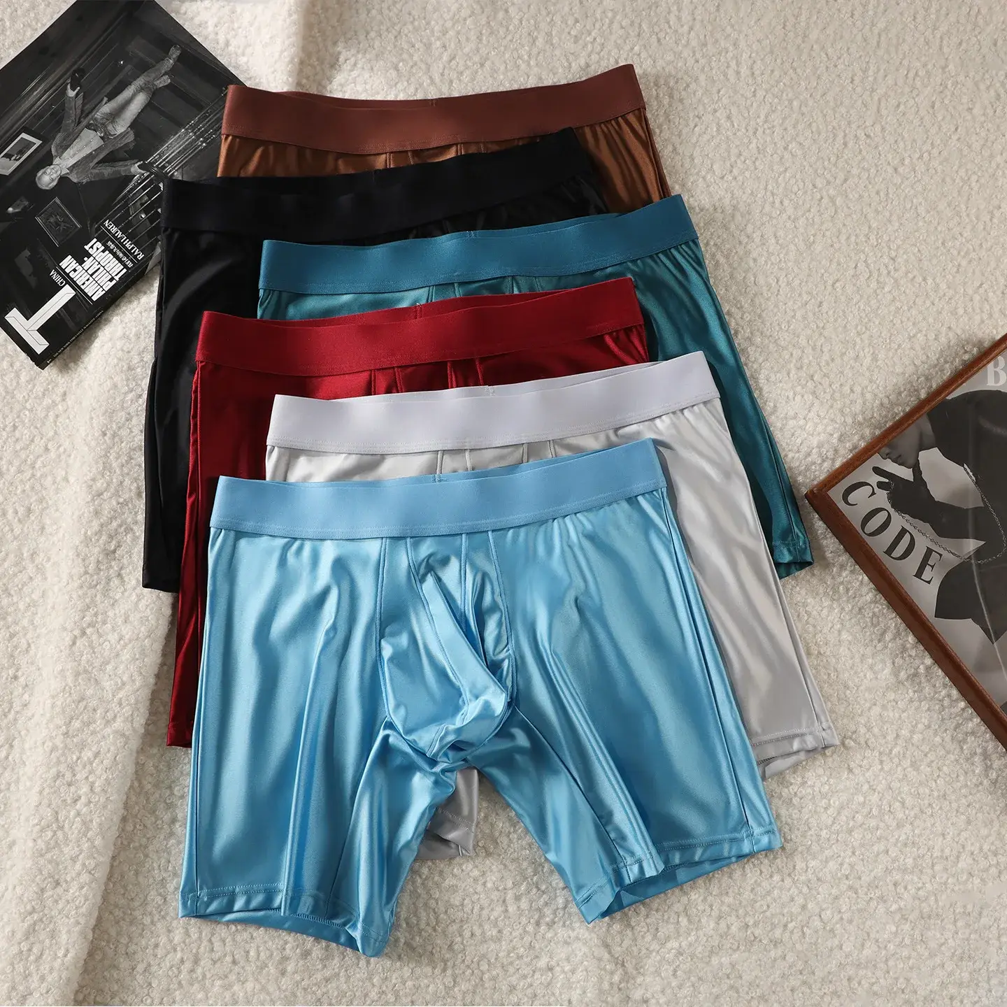 Celana Dalam Pria Boxer Celana Dalam Kantung U Solid untuk Pria Celana Pendek Boxer Kaki Diperpanjang Celana Dalam Olahraga Pinggang Tengah Homme Pria M-XXL