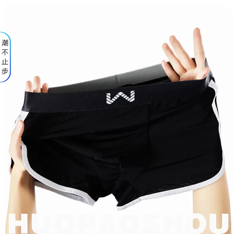3 Buah/Pak Celana Dalam Pria Jaring Antibakteri Sejuk Sutra Es Celana Dalam Kantong Ruang Besar Boxer Homme Pinggang Elastis Tinggi