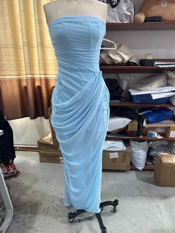 Sexy Women Solid Halter Maxi Dress Elegant Deep V Neck Sleeveless Ruched High Slit Dresses Evening Party Fashion Female Clothing — image 11