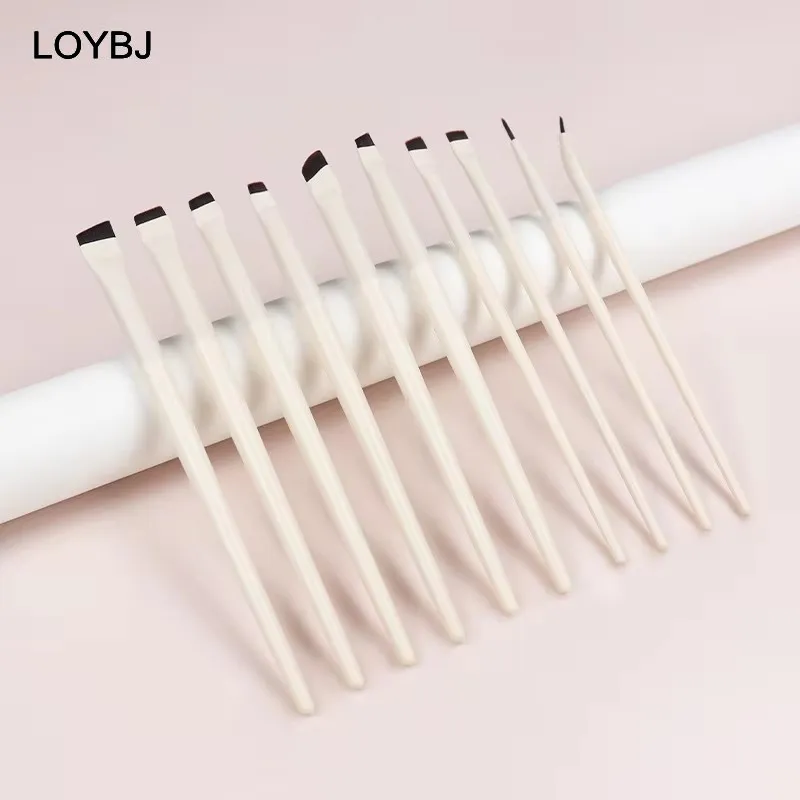 Upgrade Blade Eyeliner Brush Set Ultra Thin Fine Angle Flat Eyebrow Brush Under The Eye Place Precise Detail Brushes Ivory