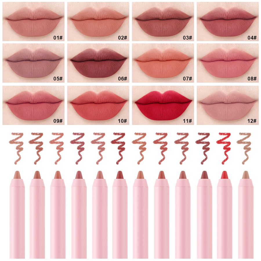 Waterproof Matte Lip Liner in Bean Paste Color Lip Plumping Lipstick Pen Non-Fading Lip Liner Waterproof and Sweat-Proof Long-Lasting Matte Lip Liner One-Second Plump Lip Lipstick Pen