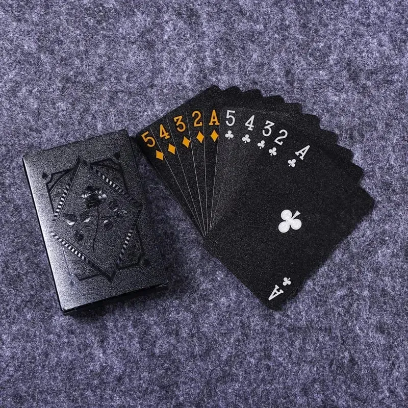 * Cor preta dourada, cartas de jogo, grupo de cartas de pôquer à prova d'água, pacote mágico dmagic, coleção de jogos de tabuleiro, entretenimento