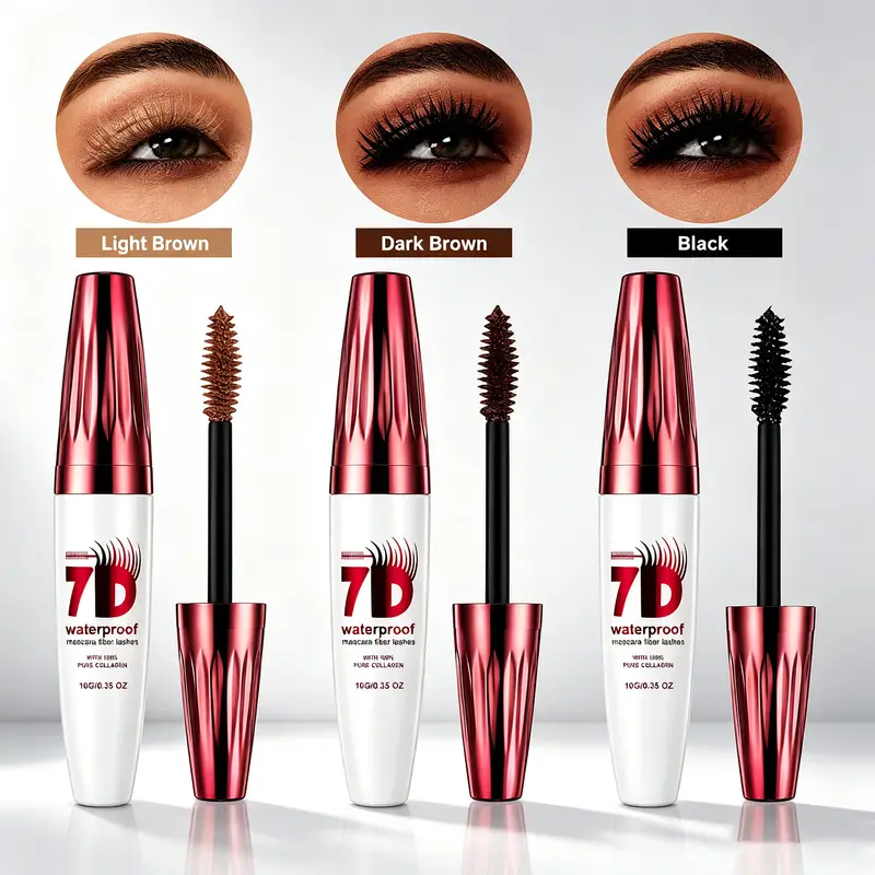 3 Color 7D Waterproof Mascara Long-Lasting & Buildable Volume Length Exquisitely Full Lashes Smudge-Proof Thickening Eye Makeup — image 4