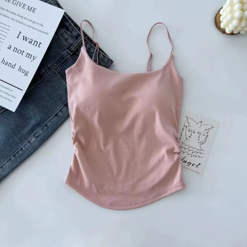 Sweet Sleeveless Suspender Vest Slim With Padded Cups Fitted Tops Underwear Short Vest Sports Activities — image 11