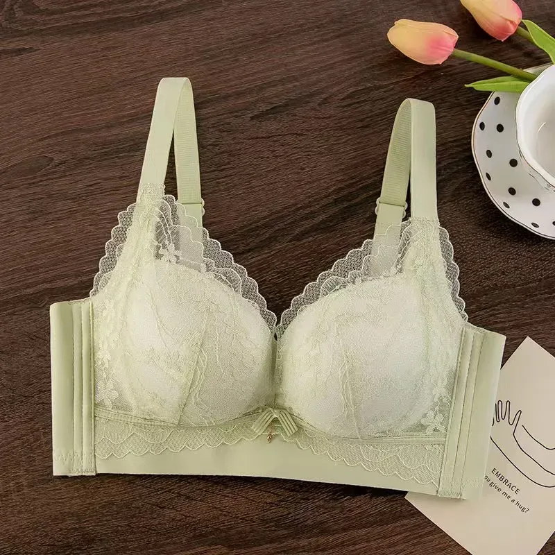 Bra Push-Up Tebal Berenda Seksi untuk Payudara Kecil Lingerie Bebas Kawat Nyaman Dapat Disesuaikan Anti-kendur