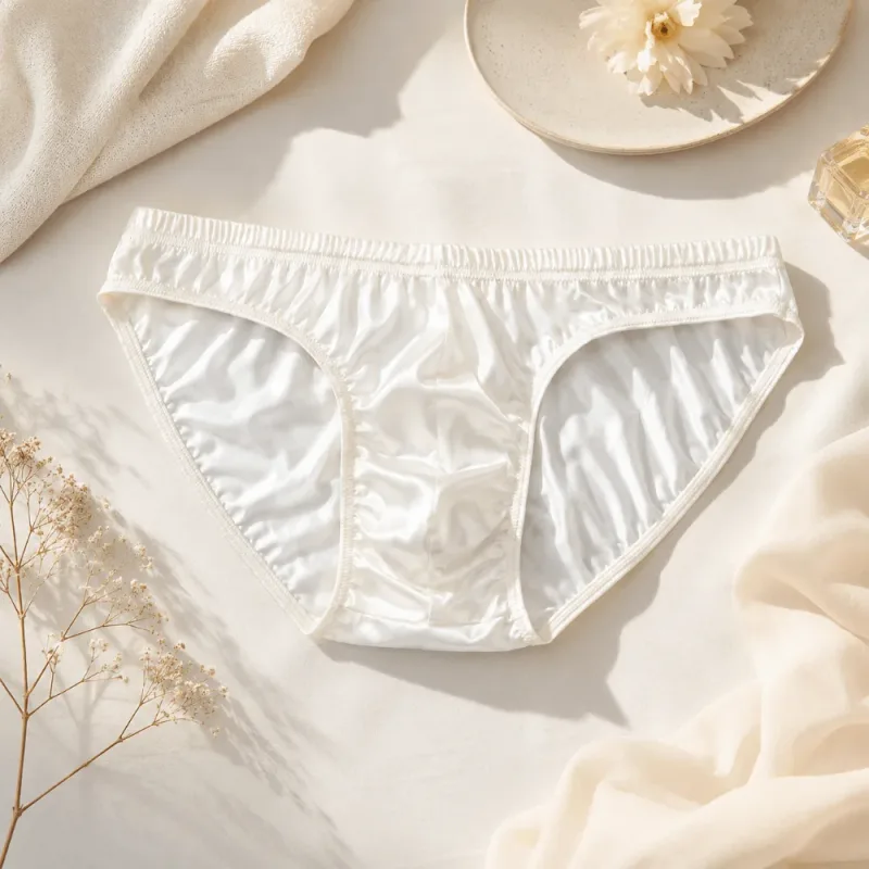 Roupa íntima masculina legal e suave, cintura baixa, bolsa com protuberância, cuecas de seda gelada, lingerie respirável, calcinha de seda de cetim, rotina diária — image 10