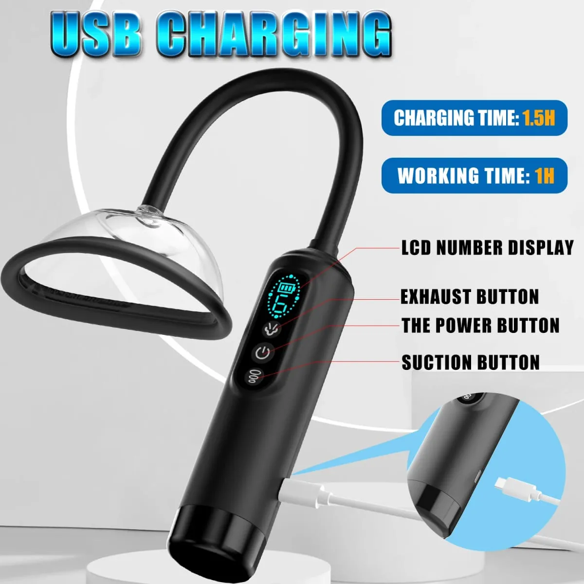 Electric Clit Sucker Vibrator Pussy Pump Nipple Sucking BDSM Vacuum Vagina Clitoral 6 Suck Modes Suction Sex Toys for Women — image 5