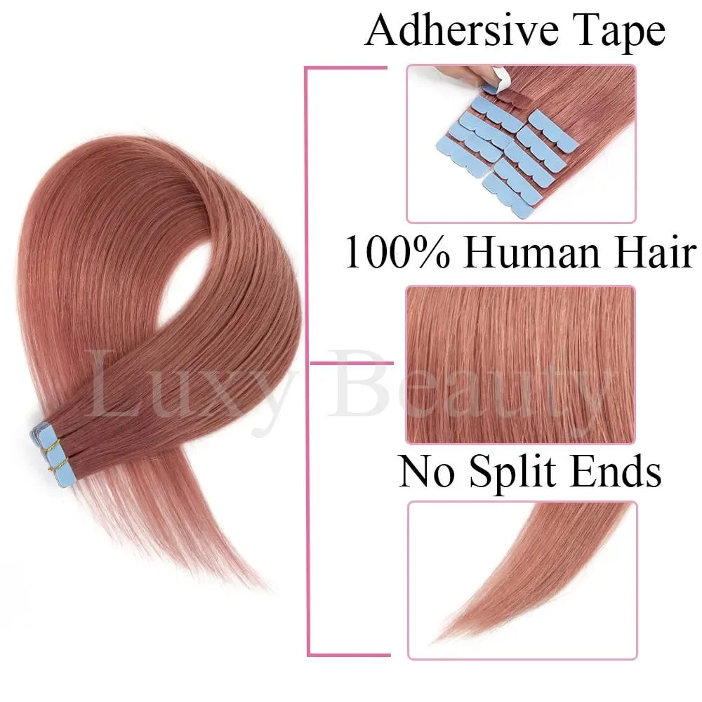 Colored Blue Mini Tape in Human Hair Extensions Invisible Seamless Tape in Hair 10pcs Pink Red Green Purple Blue Mini Tape Hair