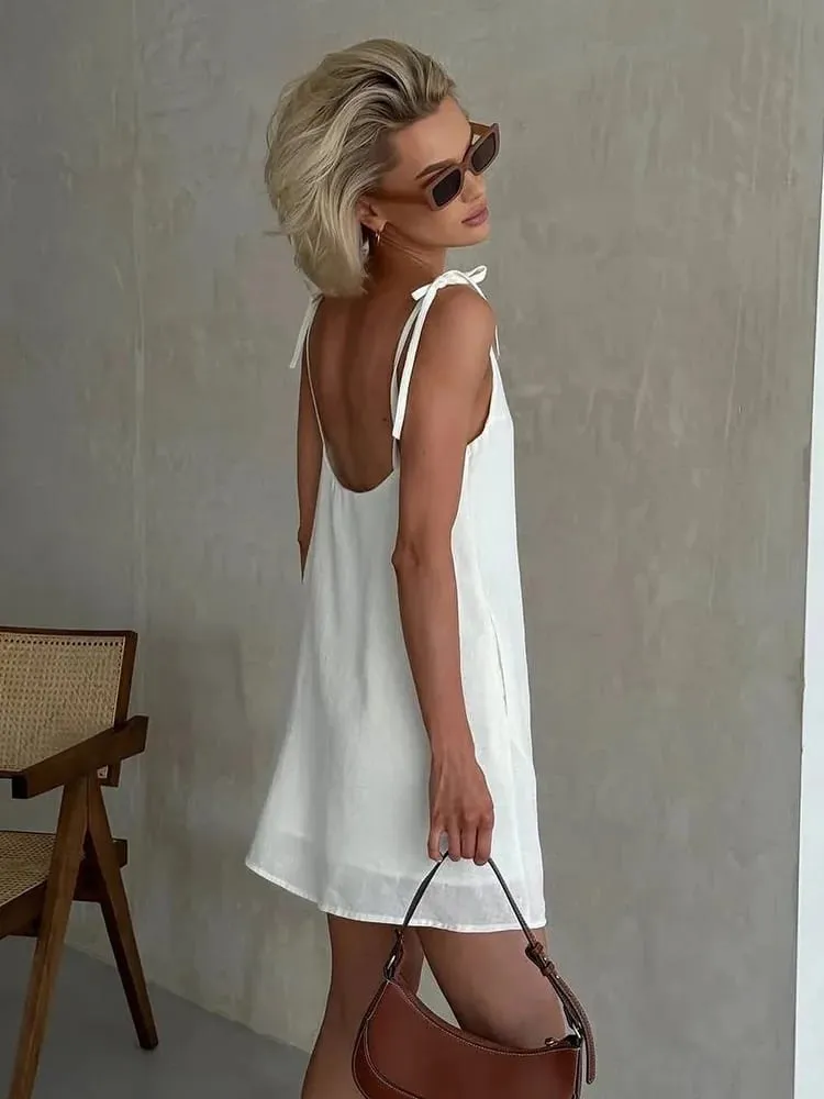 Ahagaga Fashion Dámské šaty Pevná ramínka Bandáž Pravidelný Kauzální výstřih do V Letní košilka bez rukávů Volný Sladký Dámský Vestido