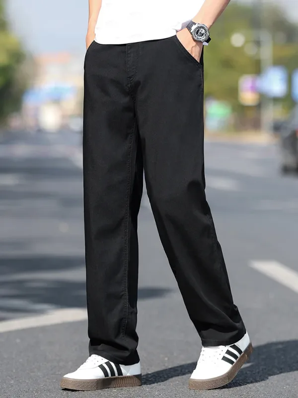 Loose Wide-leg Men's Thin Jeans Lyocell Soft Drape Fabric Comfort Trousers Spring Summer Fashion Brand Washing Denim Pants — image 8