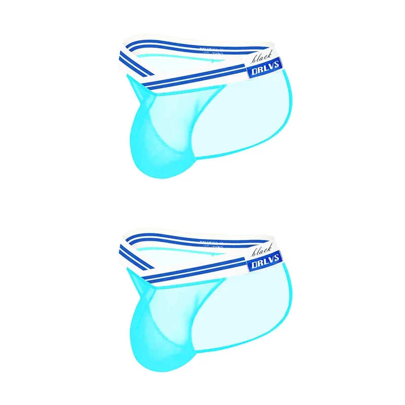 Men's Ice Silk Ultra-Thin Barely-There Mesh Sheer Briefs, Striped V-Shape Elastic Waistband Summer Daily Commute Underwear — image 36