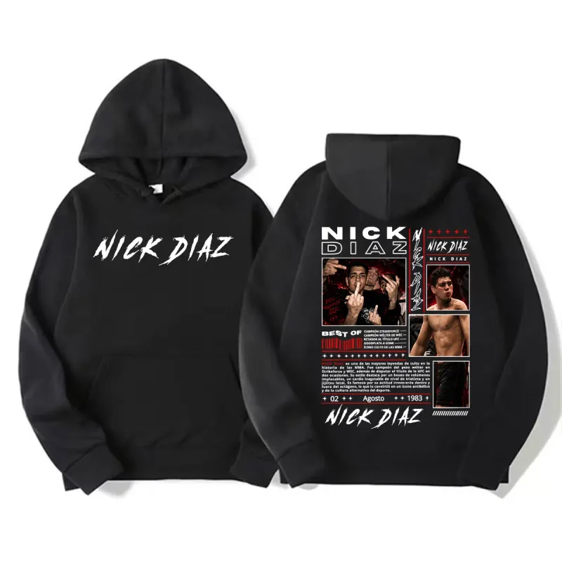 Limited Nick Diaz Retro 90s Style Graphic Hoodies Men's Gothic Violence Aesthetic Sweatshirt Fleece Casual Long Sleeve Pullovers — image 1