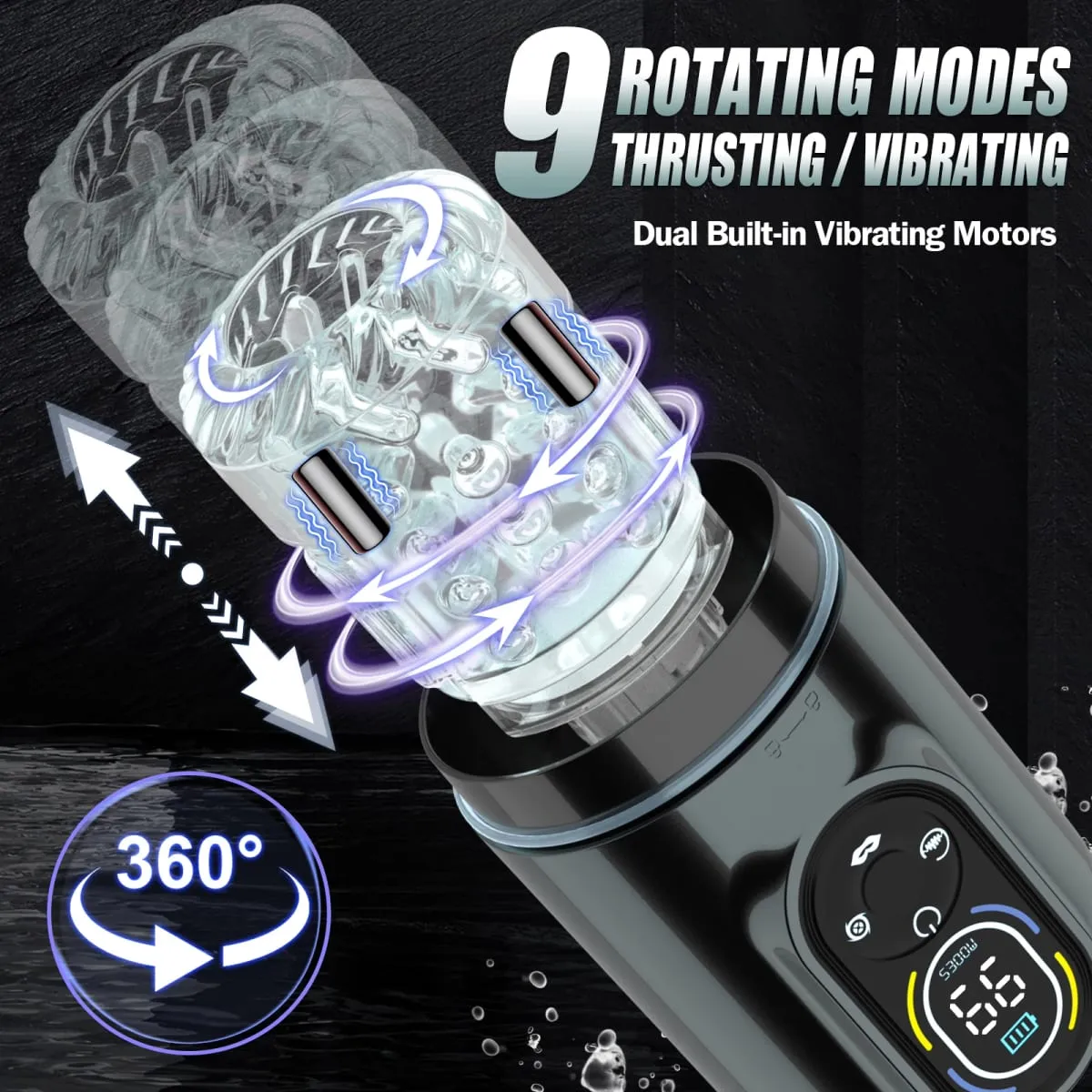 Male Masturbator Penis Pump for Men Automatic Thrusting Rotating Vibrating Sucking Licking Mode LCD Pocket Pussy Adult Sex Toys