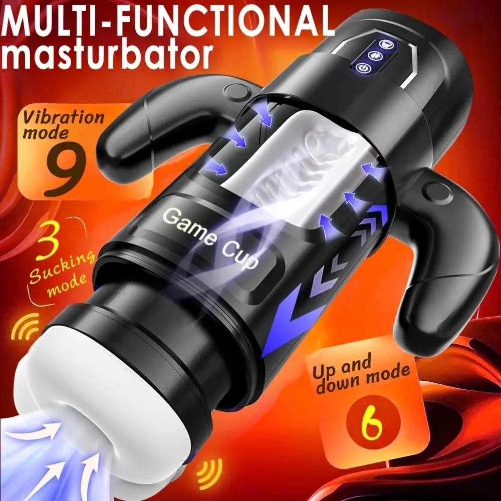 Male Masturbator Cup With 6 Thrusting & 3 Sucking And 9 Vibration Modes With Heating & Pronunciation & Gamepad Sex Toys for Men — image 5