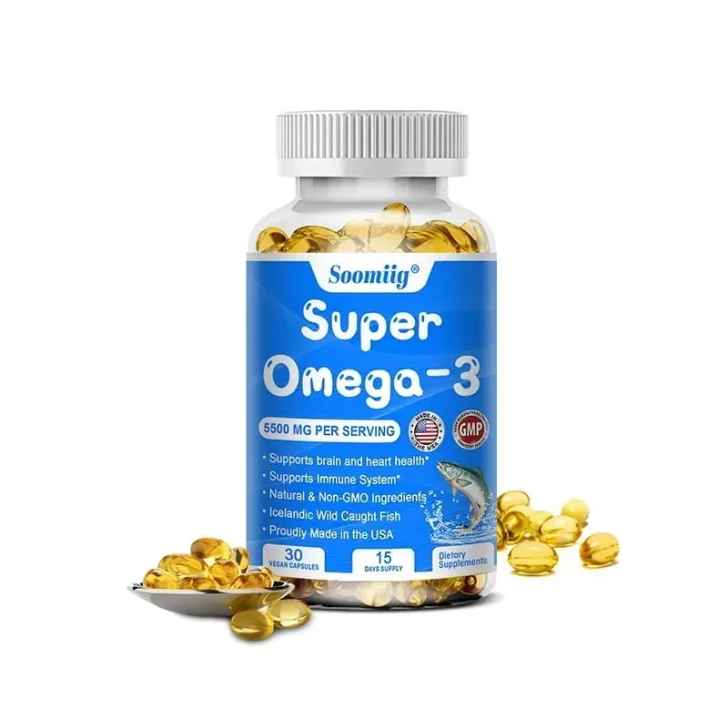 Kapsle s trojitým účinkem Omega-3 rybí olej + DHA + EPA - Podporuje zdraví kloubů a mozku a zlepšuje imunitní funkci Antioxidant