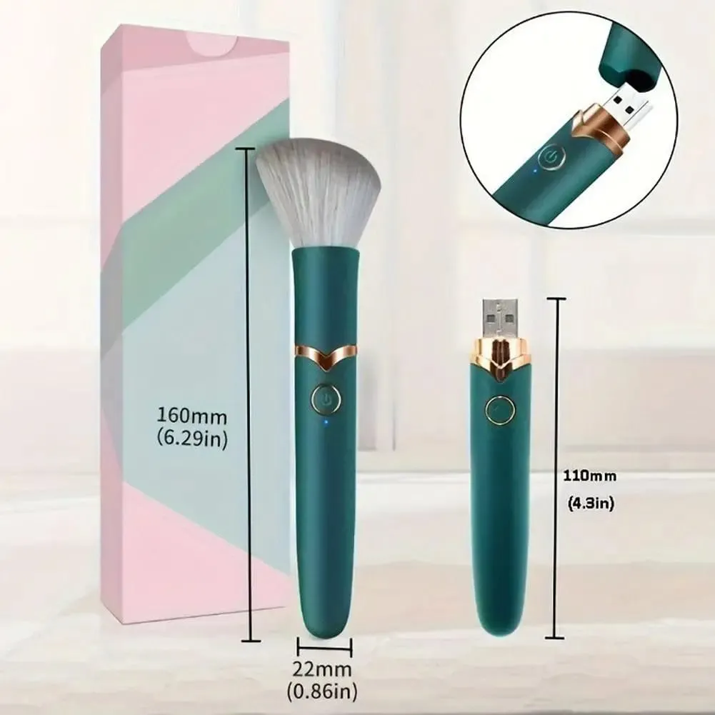 1 STK 2 i 1 elektrisk foundation børste Vibration Makeup Børste Multifunktion Blød Fluffy Bærbar Genopladelig Detail Makeup Værktøj