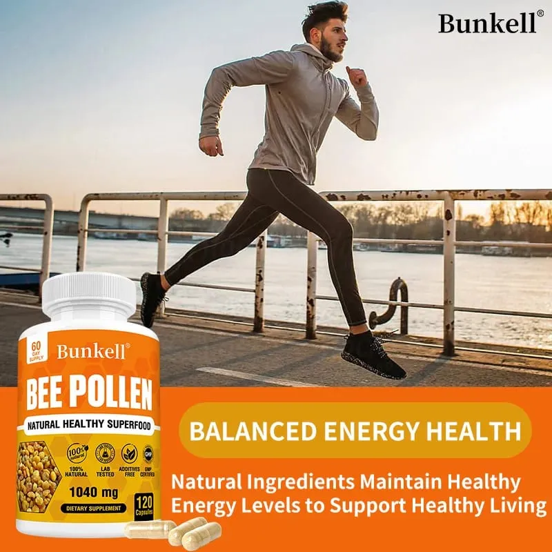 Συμπλήρωμα Bee Pollen 100% Φυσική Ακατέργαστη Γύρη μέλισσας Χορτοφαγικές Κάψουλες Προβιοτικά Superfood Digestion Ανοσοποιητική Υποστήριξη & Ενέργεια