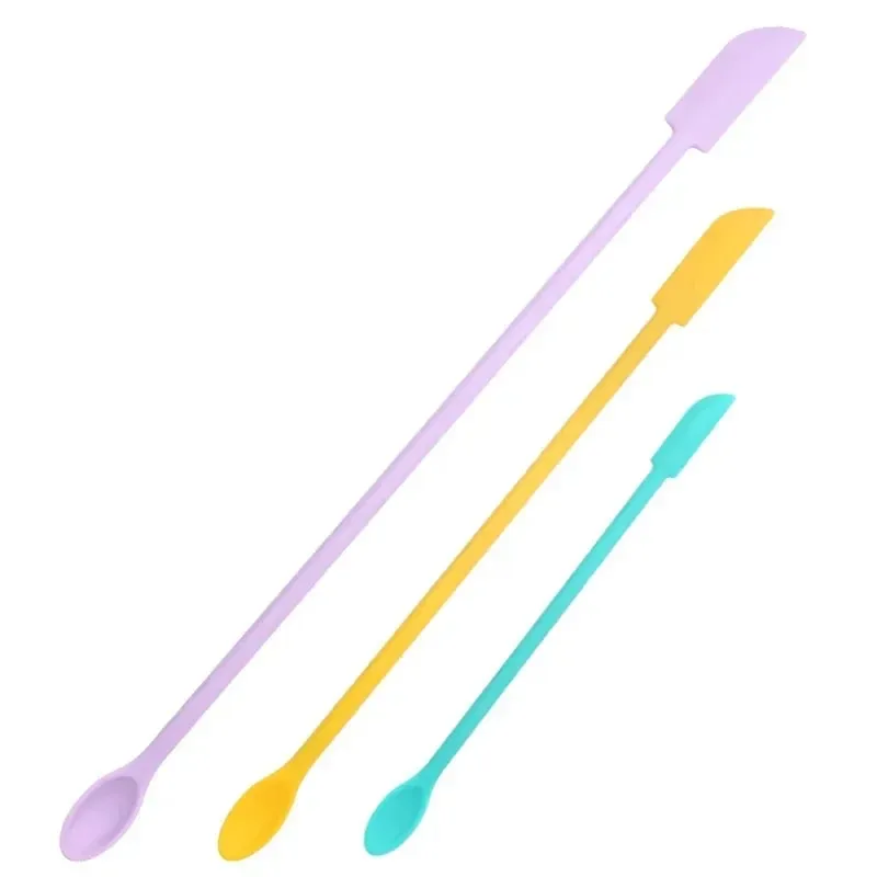 Cosmetic Bottle Silicone Mini Scraper 3-Piece Set Double-End Spatula for Baking Jam and Cream