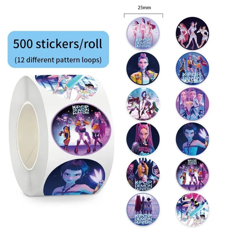 NEW 500pcsRoll Popular Anime KPop Stickers Tiger Theme DIY Waterproof Decals for Scrapbook Phone Luggage Skateboard Laptop Decor