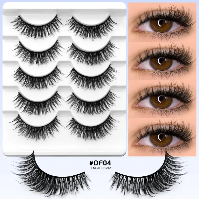 NO Glue Strips Lashes Natural Half Lashes Clear Band Short False Eyelashes Replaceable Eyelash Strips Eye Makeup