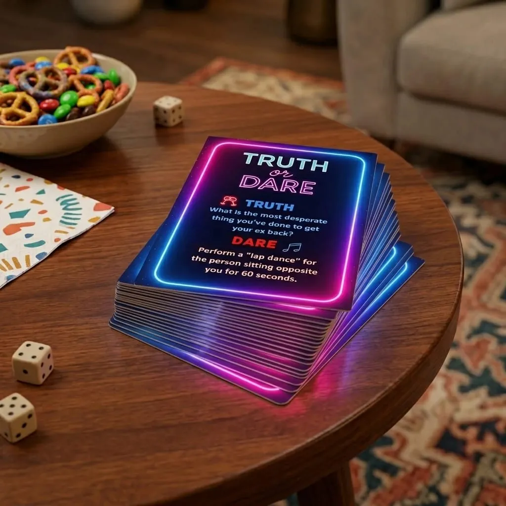 50-Card Truth or Dare: Fun Portable Icebreaker Party Card Game for Family Dorm & Holidays,Back to School Fall Winter Hallowee