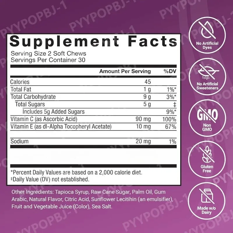 Hair Vitamins Gummies Berry Flavor 60 Count Nutrition Supplement with Biotin & Vitamins C E — Promote Wellness Hair Growth — image 2